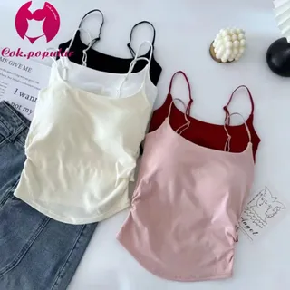 #392 เสื้อสายเดี่ยว ตัวยาว มีฟองน้ำ เย็บติด ฟรีไซต์ 24-34ab สีสวย ไร้ขอบ ใส่สบาย เสื้อ ผู้หญิง