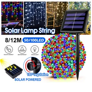 ไฟตกแต่ง ไฟโซล่าเซลล์ ไฟปีใหม่ พลังงานแสงอาทิตย์ กันน้ํา สําหรับตกแต่งปาร์ตี้คริสต์มาส ปีใหม่
