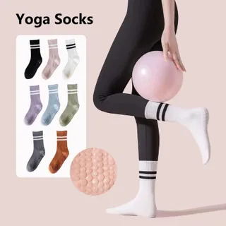 ถุงเท้าโยคะผ้าพันแผล คุณภาพสูง ใหม่ กันลื่น แห้งเร็ว หยุดชะงัก เหมาะสำหรับพิลาทิสและบัลเล่ต์ จับถนัดมือ สำหรับผู้หญิง ทำจากผ้าฝ้าย ถุงเท้าฟิตเนส กระโดดเงียบ️