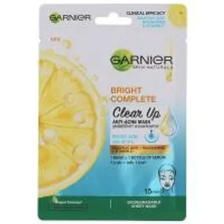การ์นิเย่มาสก์บำรุงผิวหน้าไบรท์คอมพลีทเคลียร์อัพแอนตี้แอคเน่ 23กรัม Garnier Bright Complete Clear Up Anti Acne Facial Mask 23g. (6923700981230)