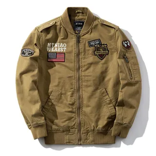 เสื้อแจ็กเกต สไตล์ อเมริกัน  ทอผ้าฝ้ายหนา /2ชั้น กระเป๋าด้านในใส่โทรศัพท์ได้