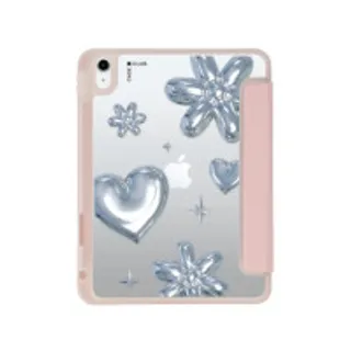 iPad Gen 10th/11th 2025 Clear Pink Flower & Heart Metallic Balloons (88528796660148852879532692)