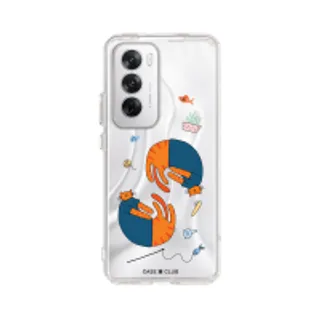 Oppo Reno 12 Clear Case Orange Cat with Blue Shirt (88528795107068852879439489)