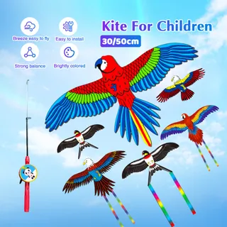 ว่าว ลายการ์ตูน พร้อมคันเบ็ดตกปลา 25 ซม. + เชือก 30 เมตร Kite ว่าวของเล่น 30ซม./50ซม.