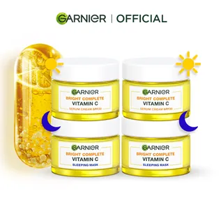 [เซตแพ็คคู่] การ์นิเย่ ไบรท์ คอมพลีท เซต เดย์ครีม SPF30 50มล x2 + ไนท์ครีม 50มล x2 Garnier Day x2 + Night Cream x2 ครีมหน้าใส ครีมบำรุงผิว