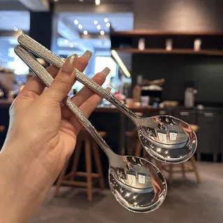 ช้อนทอง-ส้อมทอง ช้อนทานขนม ทานกาแฟสแตนเลส ช้อนสแตนเลส ส้อมจิ้มผลไม้ ทานขนมหวาน ทานไอศครีม คนทานกาแฟ แข็งแรงและทนทาน(12cm)