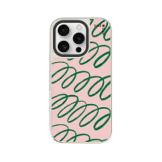 iPhone 16 Pro Mirror Case MagSafe Pink & Green Curvy Pattern (88528792243378852879762471)