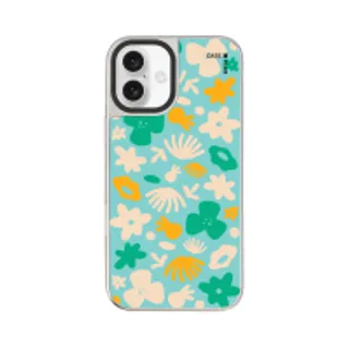 iPhone 16 Plus Mirror Case MagSafe Light Blue Flower Pattern (88528790960648852879738872)
