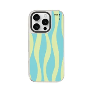 iPhone 16 Pro Mirror Case MagSafe Green & Blue Wavy Pattern (88528792243378852879817331)