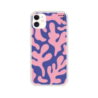 iPhone 11 Clear Case Blue & Pink Abstract Freeform Pattern (88528790006278852879856538)