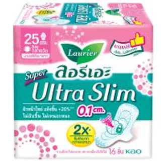 ลอรีเอะผ้าอนามัยซุปเปอร์อัลตร้าสลิม 25ซม.16ชิ้น Laurier Super Ultra Slim 25cm. 16pcs. (8851818542396)