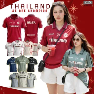 ZUZA - Jersey Thailand Collection  เสื้อโปโลคอปก แขนสั้น " ไทยแลนด์ " ทรงโอเวอร์ไซส์ เนื้อผ้าแจ็คการ์ด สวมใส่สบาย ใส่ได้ทั้งผู้ชายผู้หญิง.