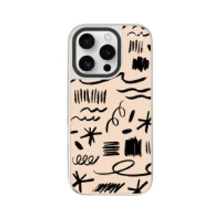 iPhone 16 Pro Mirror Case MagSafe Black & White Brush (88528792243378852879805895)