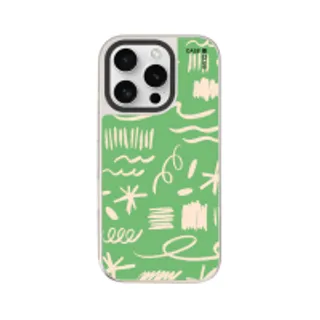 iPhone 16 Pro Mirror Case MagSafe Green & White Brush (88528792243378852879808346)