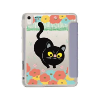 iPad Air4/5/6/7 11" 2025 (M2/M3) Clear Purple Flower Black Cat (88528798923078852879511642)