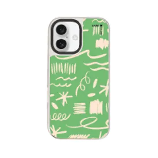 iPhone 16 Mirror Case MagSafe Green & White Brush (88528799927178852879808346)