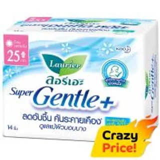 ลอรีเอะผ้าอนามัยซูเปอร์เจนเทิลพลัสมีปีก 25ซม. 14ชิ้น Laurier Sanitary Super Gentle Plus Wings 25cm. 14pcs. (8851818594524)