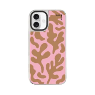 iPhone 16 Plus Mirror Case MagSafe Pink & Brown Abstract Freeform Pattern (88528790960648852879850383)