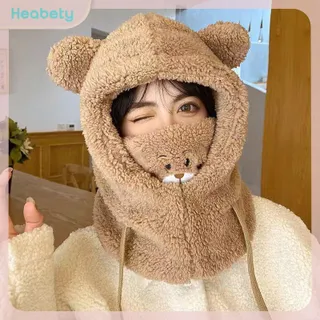 Heabety🎀 【หมวกกันหนาว ญ】หมวกหมี หมวก หมวก ผ้าพันคอ หมวกกันหนาวสำหรับขี่จักรยานในฤดูหนาวของผู้หญิง หมวกกันหนาวสำหรับผู้หญิง หมวกแฟชั่นสำหรับฤดูใบไม้ร่วงและฤดูหนาว