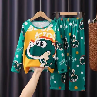 ชุดนอนเด็กแขนยาวขายาว ลายน่ารักสีสันสดใส นื้อผ้านุ่มใส่สบาย ขนาด 100-150 ซม. เหมาะสำหรับเด็ก 3-13 ปี