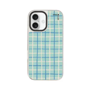 iPhone 16 Mirror Case MagSafe White & Blue Stripes (88528799927178852879725704)