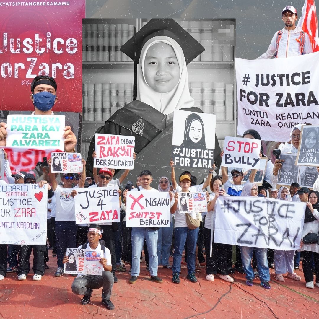 Justice for Zara ชาวมาเลเซียร่วมเรียกร้องความยุติธรรมให้เด็กหญิงวัย 13 ปี ที่ รร.อ้างว่าตกตึกเสียชีวิต แต่แม่เด็กเชื่อว่า
ลูกสาวถูกบูลลี่จนถึงแก่ความตาย