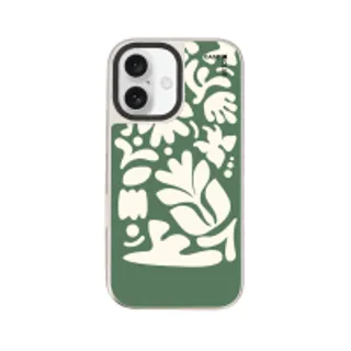 iPhone 16 Mirror Case MagSafe Abstract Green Flower Pattern (88528799927178852879673807)