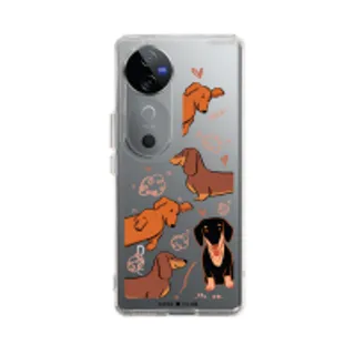 Vivo V40 5G Clear Case Brown Dachshund Pattern (88528799362858852879350722)