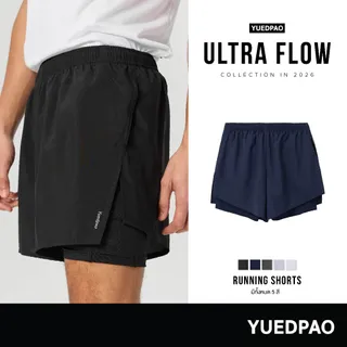 Yuedpao Sportswear 2026 กางเกงออกกำลังกายขาสั้น กางเกงวิ่ง 2in1 มีซับใน พร้อมกระเป๋าด้านข้าง Running Shorts (11 สี)