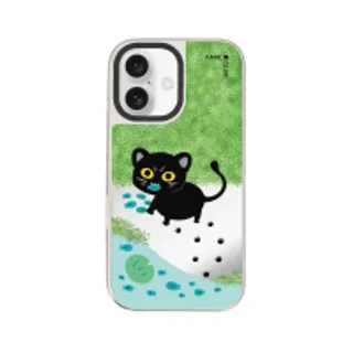 iPhone 16 Mirror Case MagSafe Black Cat & Fish (88528799927178852879509960)