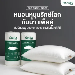 Picasso Smile แพ็คคู่(2ใบ) หมอนหนุนใยไฟเบอร์ (ใย อีโค่ กรีน ไฟเบอร์)