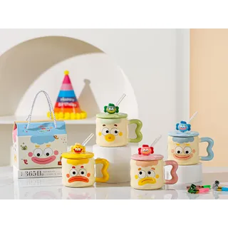 แก้วกาแฟ พร้อมกล่องของขวัญ ลายตัวตลกสวย น่ารัก ราคาดี หลายแบบ เข้าไมโครเวฟได้