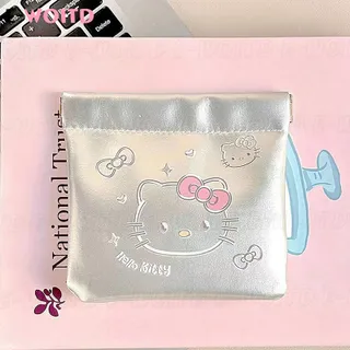 Hello Kitty กระเป๋าเก็บของกระเป๋าเก็บสายเคเบิลกระเป๋าเครื่องสำอางลิปสติกขนาดกะทัดรัดพกพาหูฟังยูดิสก์ที่ชาร์จบลูทูธ