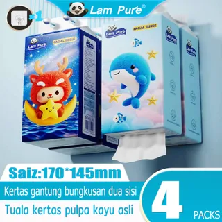 LamPure 4 แพ็ค ทิชชู่แขวนกระต่ายน่ารัก ทิชชู่ใส่หน้าเบาะลม กระดาษเด็ก 2 ชั้น 170 มม. x 125มม. 320 แผ่น  160 ดึง