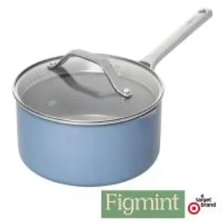 ฟิกมินต์หม้อพร้อมฝามีด้าม สีฟ้า Figmint 3 Quart Nonstick Ceramic Coated Saucepan Blue (196761801076)
