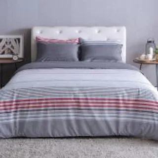 LUCKY MATTRESS ผ้าปูที่นอนพร้อมผ้านวม COTTON 100% SIGNATURE COTTON COLLECTION 6 ฟุต CD 012 สีเทา (MKP1390215)