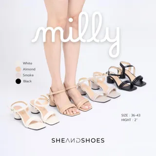 SHEANDSHOES - Milly รองเท้ารัดส้น 2 นิ้ว [Sz.36 - 43] รัดส้นสุดน่ารัก หนังนิ่ม