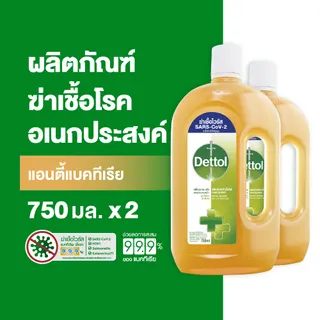 Dettol เดทตอล น้ำยาฆ่าเชื้อเดทตอล น้ำยาฆ่าเชื้อโรค ไฮยีนมัลติ-ยูส น้ำยาถูพื้น 750มล.X2(แพ็กเกจอยู่ระหว่างการเปลี่ยนแปลง)