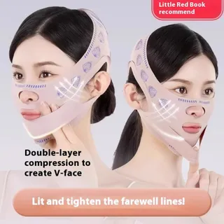 GUERBEIS ผ้าพันหน้าแบบเข้ารูป V กระชับใบหน้ายกกระชับใบหน้าริ้วรอยบริเวณจมูกและปากคางสองชั้นปรับปรุงการนอนหลับหน้ากากแกะสลักใบหน้าสิ่งประดิษฐ์