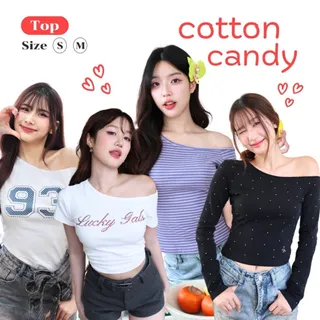 JARINYA (S-L) เสื้อปาดไหล่เฉียงเปิดไหล่ ผ้า Cotton ยืดนุ่มใส่สบาย ผ้าไม่บาง ระบายอากาศได้ดี ทรงสวยเข้ารูป (T916)