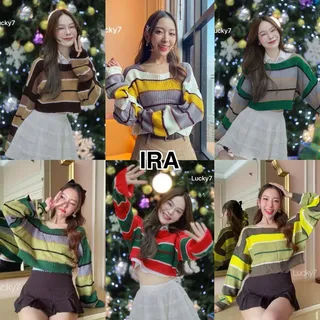 BY IRA Emma Crop Knit Sweater ครอปไหมพรม ลายทางสุดสวย (Made by heart)