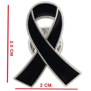 พร้อมส่งในไทย เข็มกลัดริบบิ้นสีดำ เข็มกลัดไว้อาลัย ติดอก ขอบเงิน ขอบทอง จัดส่งภายใน 24 ชั่วโมง