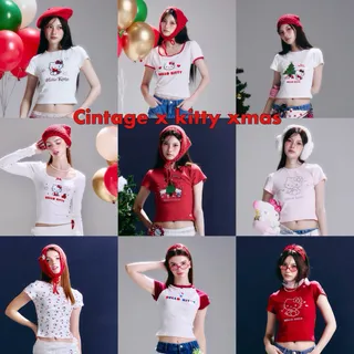 Cintage♡ CT2155 Cintage x kitty xmas -  babytee 🍎