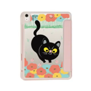 iPad Air4/5/6/7 11" 2025 (M2/M3) Clear Pink Flower Black Cat (88528799170488852879511642)