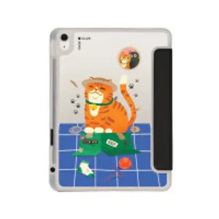 iPad Air4/5/6/7 11" 2025 (M2/M3) Clear Black Orange Cat on The Box (88528791883638852879402025)