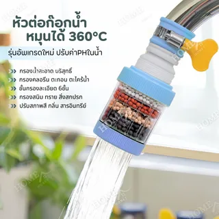 หัวต่อก๊อกกรองน้ำ(รุ่นอัพเกรด)หมุนได้ 360°Cชั้นกรอง 6ชั้น กันน้ำกระเด็น หัวกรองก๊อกน้ำ  ที่กรองน้ำ  หัวกรองน้ำ