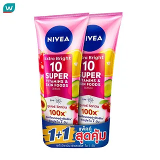Nivea นีเวีย เอ็กซ์ตร้า ไบร์ท 10 ซูเปอร์ วิตามิน สกิน ฟู้ด โกลว์ เพอร์เฟคชั่น SPF15 300 มล แพคคู่