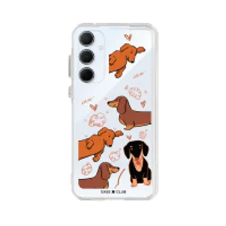 Samsung Galaxy A55 Clear Case Brown Dachshund Pattern (88528799678218852879350722)