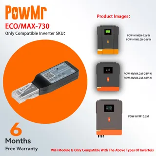 PowMr WiFi Module บริการรับประกันอุปกรณ์ไร้สายพร้อมโซลูชันการตรวจสอบระยะไกล RS232 สําหรับ Off Grid Hybrid Solar Power Inverter พอร์ต WIFI Wifi-VM