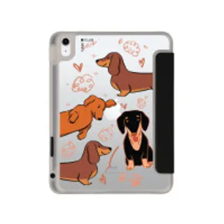 iPad Gen 10th/11th 2025 Clear Black Brown Dachshund Pattern (88528794088748852879350722)